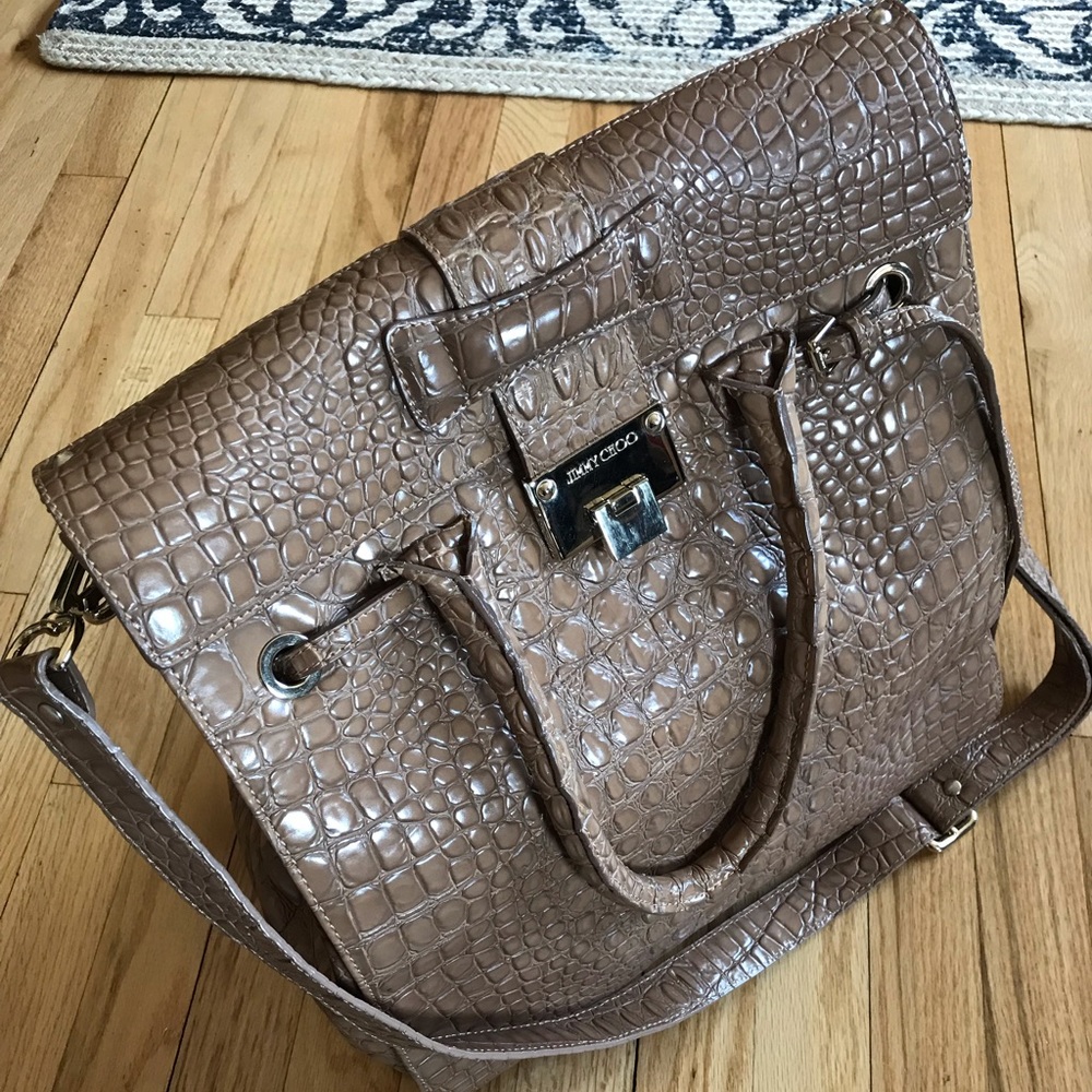 Jimmy Choo Embossed Crocodile Tote
